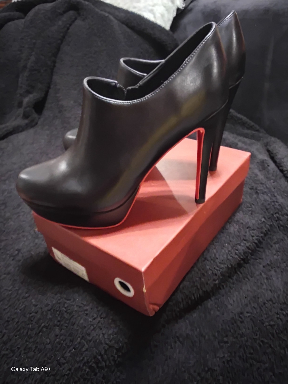 Women’s Black High-Heel Platform  Red Sole Ankle Booties